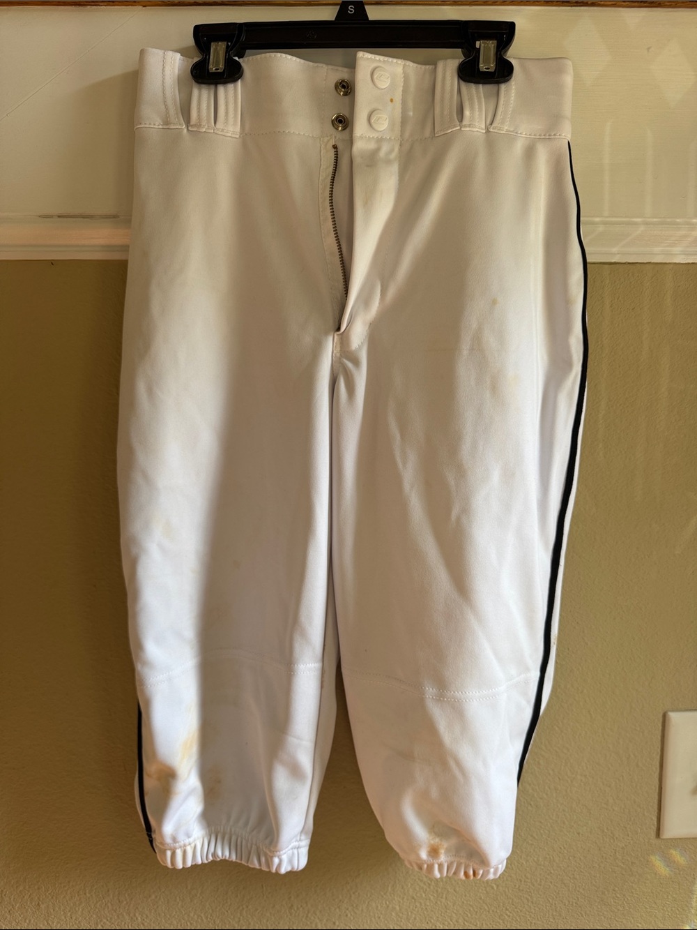 Men's White Athletic Jogger Pants with Black Side Stripe